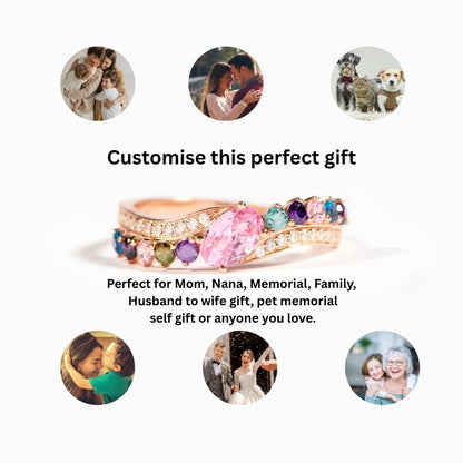 Family Birthstones Ring 1-10 Birthstones