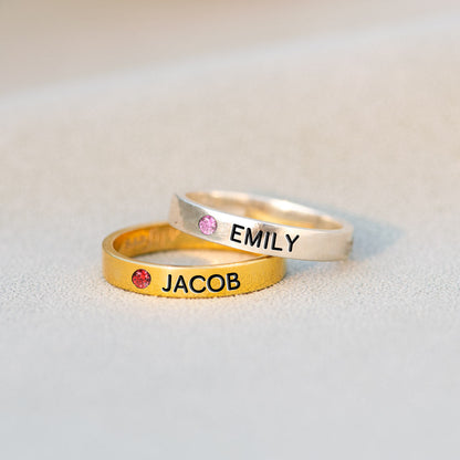 Stack Your Blessings Birthstone Engraving Ring Band