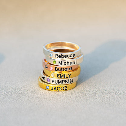 Stack Your Blessings Birthstone Engraving Ring Band