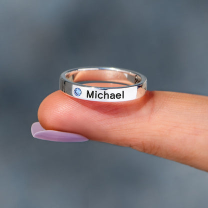 Stack Your Blessings Birthstone Engraving Ring Band