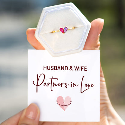 Partners In Love Couple's Heart Ring