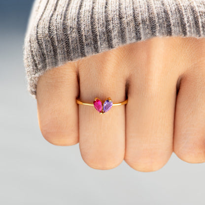 Partners In Love Couple's Heart Ring