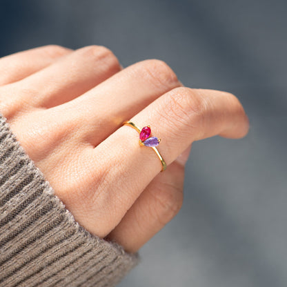 Partners In Love Couple's Heart Ring