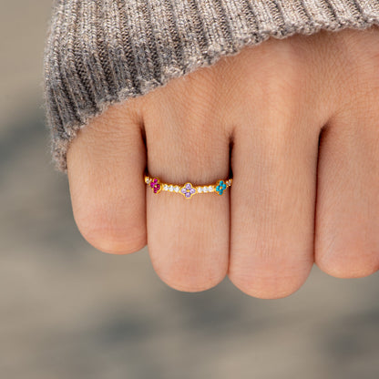 Mama's Garden 1-5 Birthstones Clover Ring