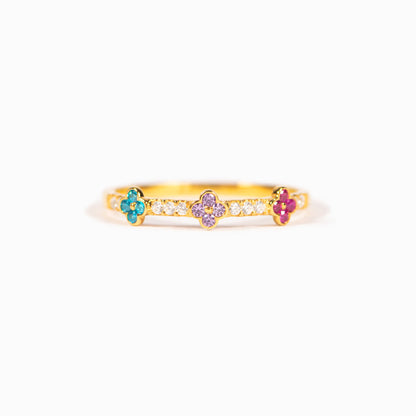 Mama's Lucky Charms 1-5 Birthstones Clover Ring