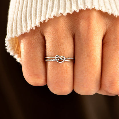 Bond That Links Us Together Matching Double Band Knot Ring