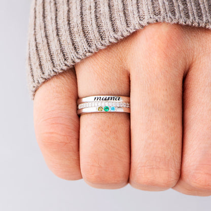 1-8 Birthstones Mama Ring