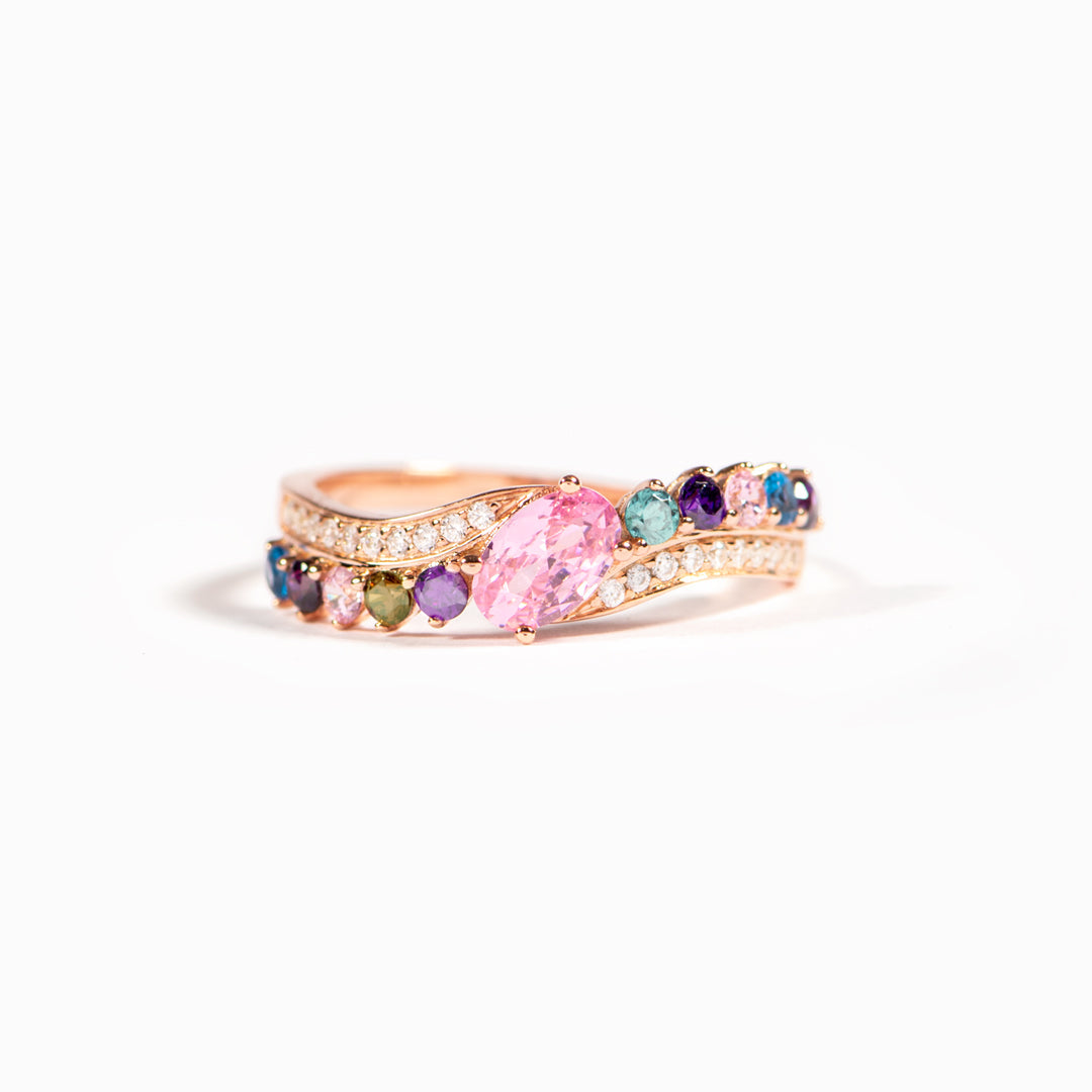 Nana & Mini Squad Engraved 1-10 Birthstones Bypass Ring