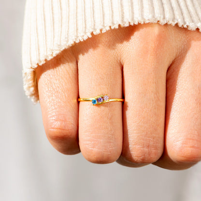 Personalized 1-6 Birthstones Bypass Ring