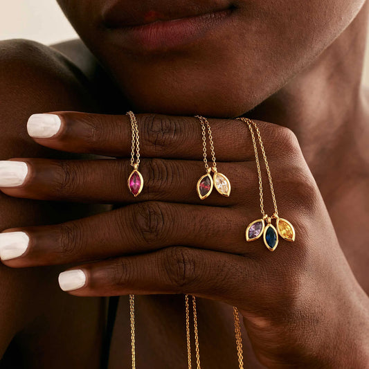 Petals of Her Heart – 1-5 Birthstone Mother’s Necklace