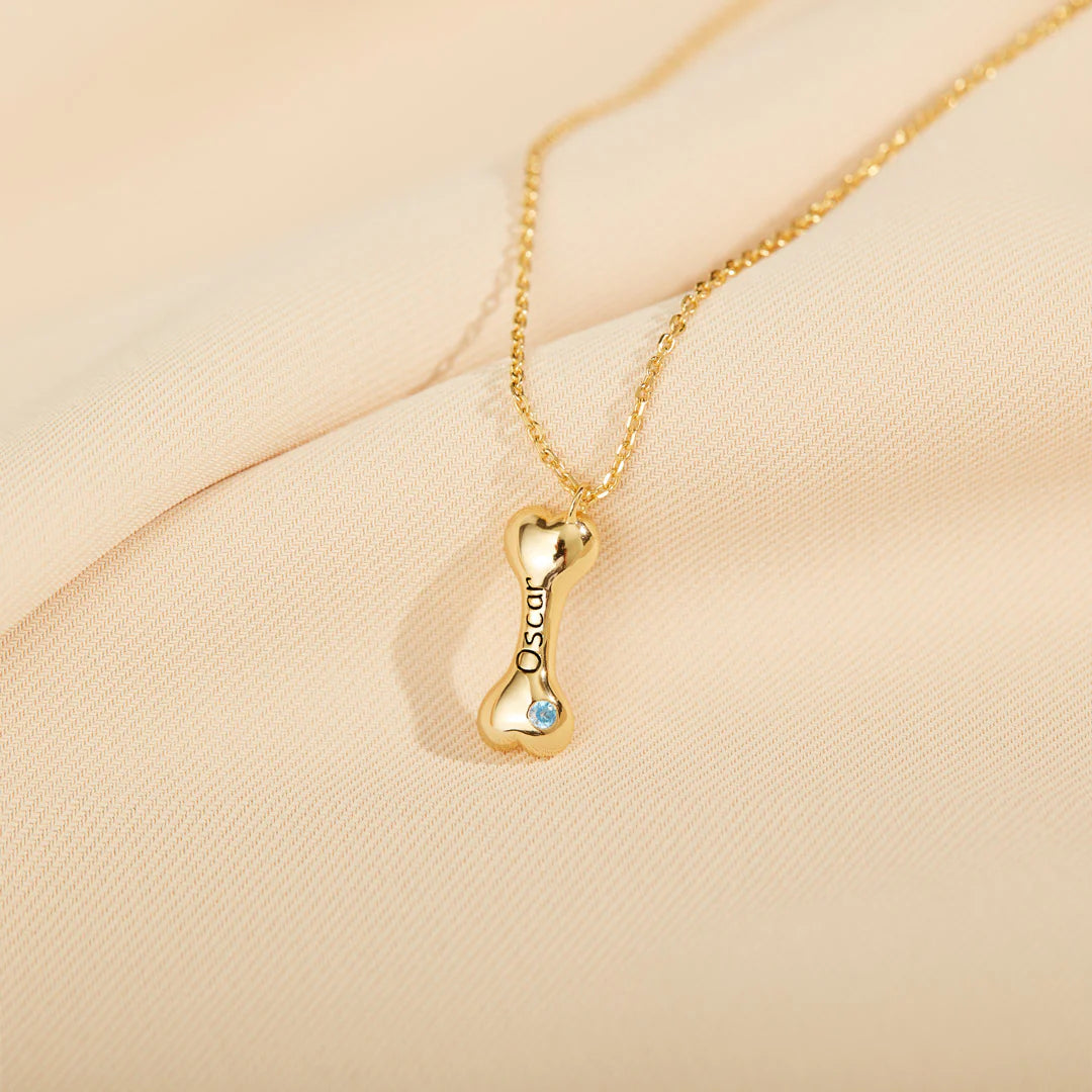 Custom 1-5 Bones Necklace with Engraving&Birthstones