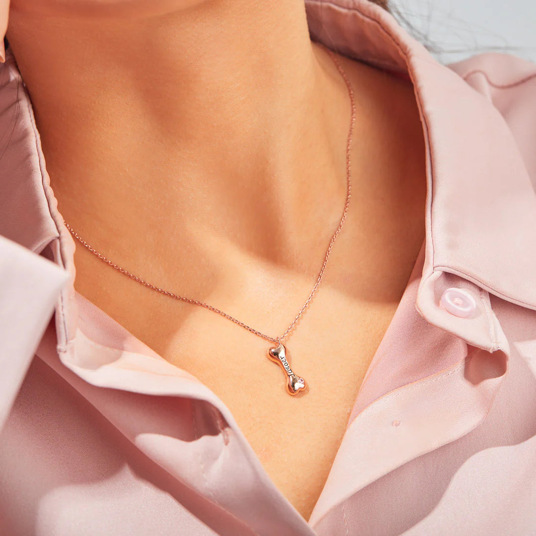 Custom 1-5 Bones Necklace with Engraving&Birthstones