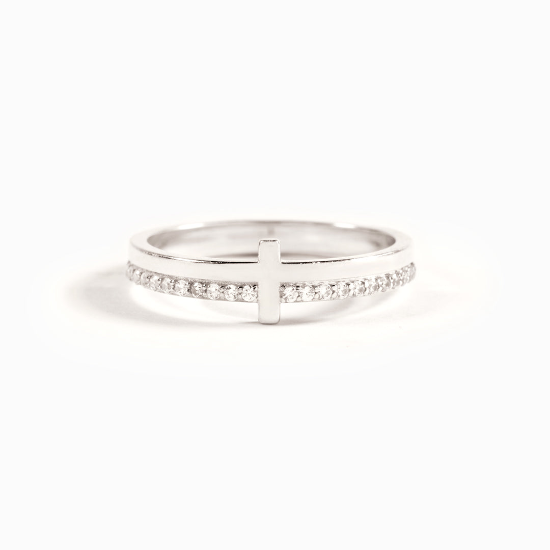 Pray And Keep Going Golden Cross Ring