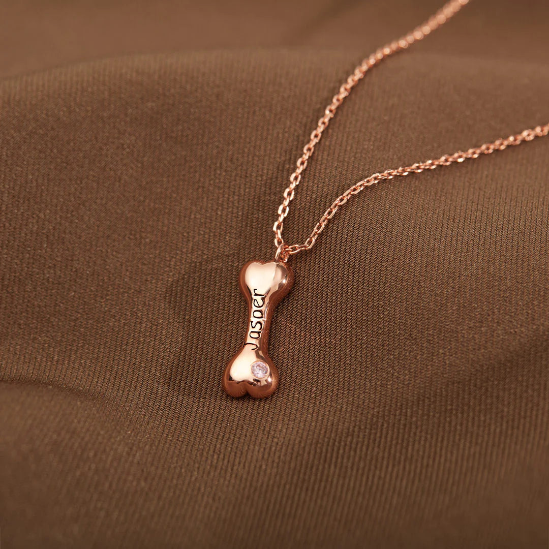 Custom 1-5 Bones Necklace with Engraving&Birthstones