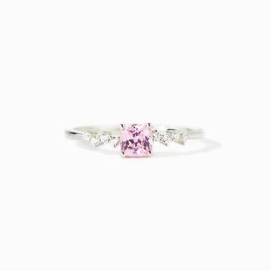 Breast Cancer Awareness Pink Sapphire Square Ring