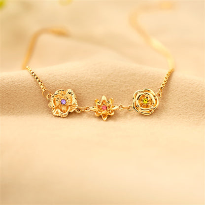 1-10 Three-Dimensional Birth Flowers Bracelet-Mother's Gift