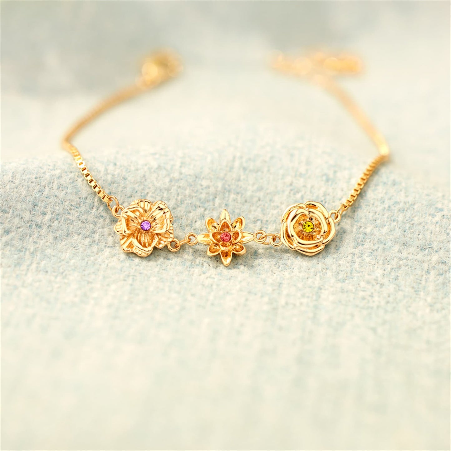 1-10 Three-Dimensional Birth Flowers Bracelet-Mother's Gift