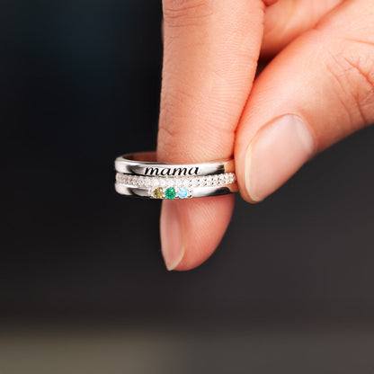 1-8 Birthstones Mama Ring
