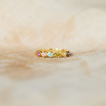 1-6 Birthstones XoXo Ring