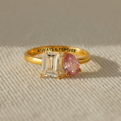 Always & Forever Two Birthstone Toi et Moi Ring